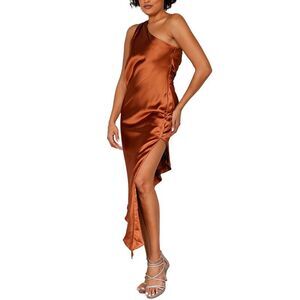 Terani Womens  Bronze Short Heavy Charmeuse Cocktail Dress